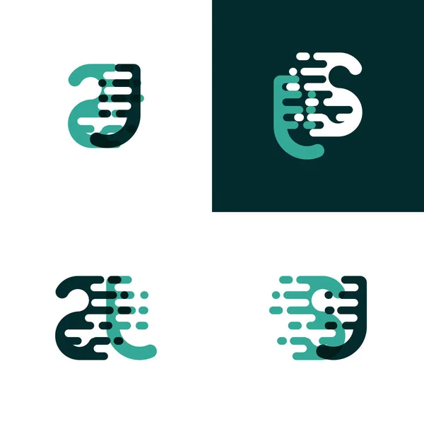 Logotipo Letras Con Velocidad Acento Verde Claro Verde Oscuro — Vector de stock