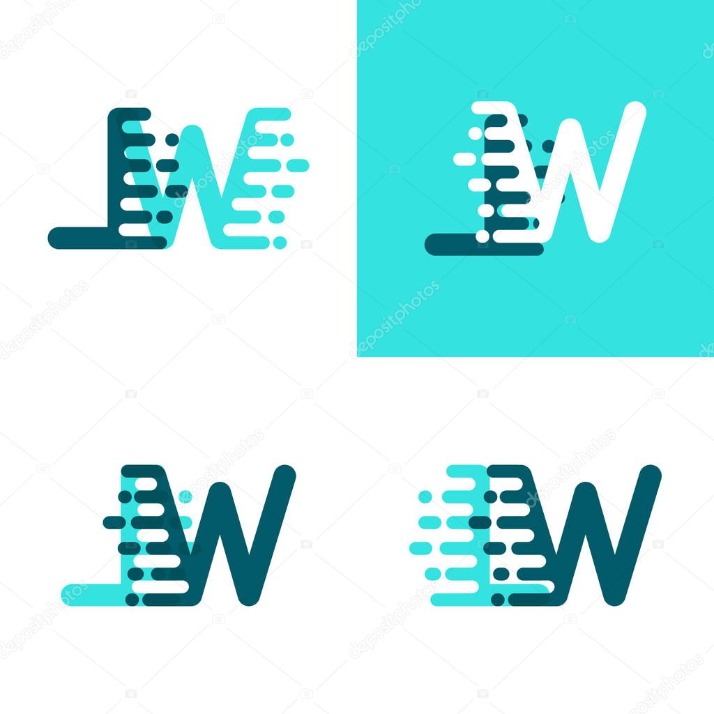 LW letters logo with accent speed in light green and dark green