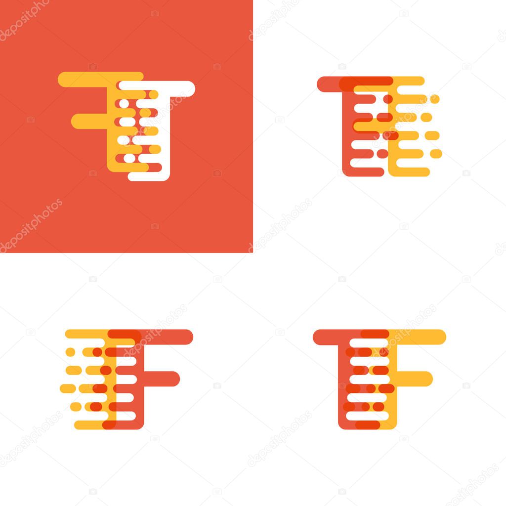 TF letters logo with accent speed soft orange and yellow