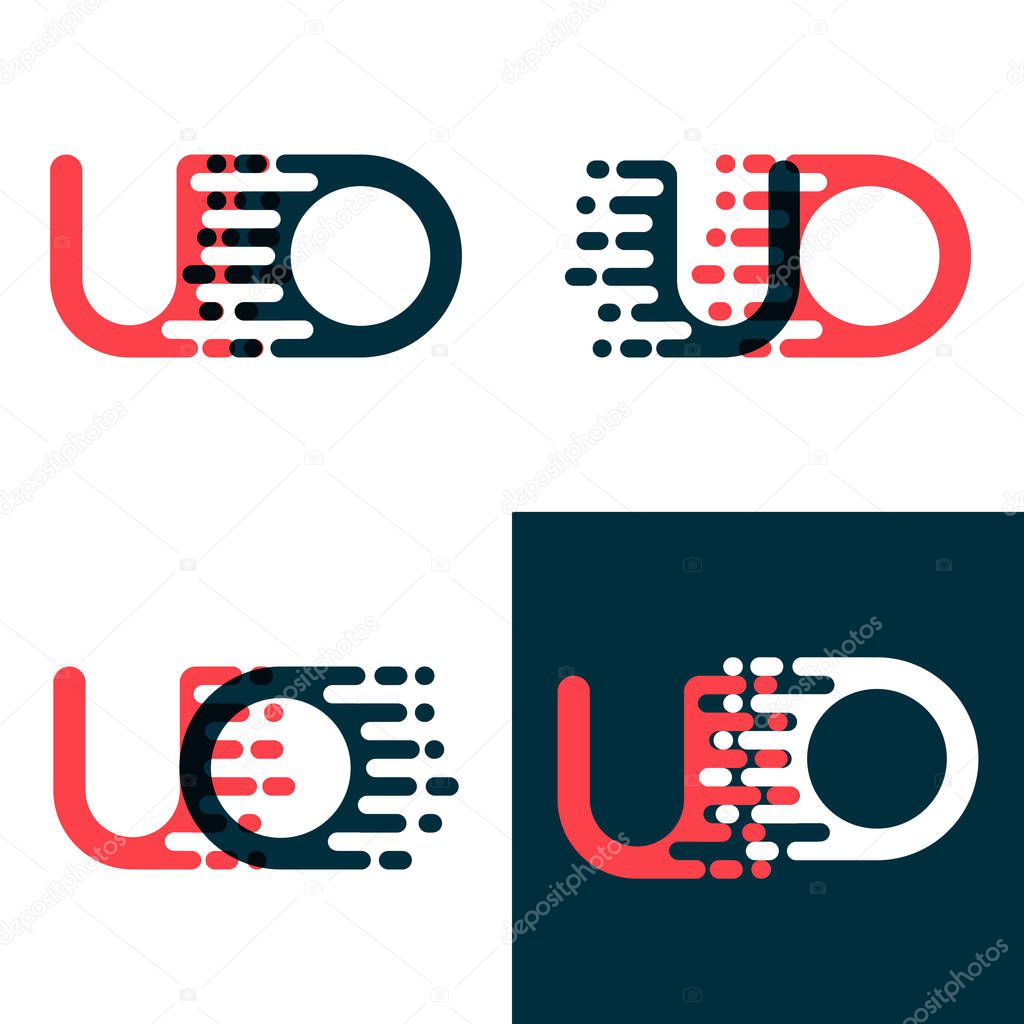 UO letters logo with accent speed dark red and dark blue