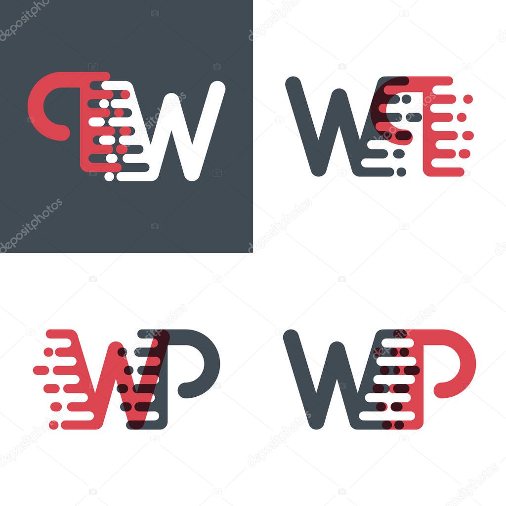 WP letters logo with accent speed pink and dark gray