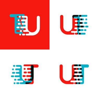 Aksan hızı kırmızı ve mavi olan Ut harfleri logosu
