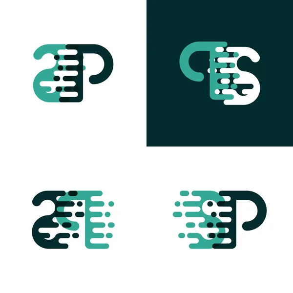 Logo Letras Con Acento Velocidad Verde Claro Verde Oscuro — Vector de stock