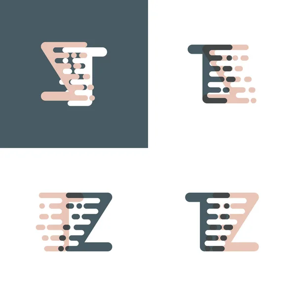 アクセントスピードピンクとグレーとTzの文字のロゴ — ストックベクタ