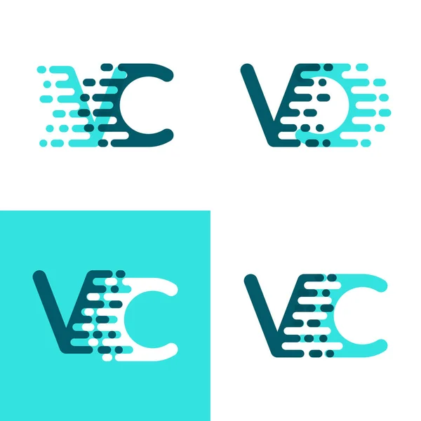 Logo Letras Con Acento Velocidad Verde Azul — Vector de stock