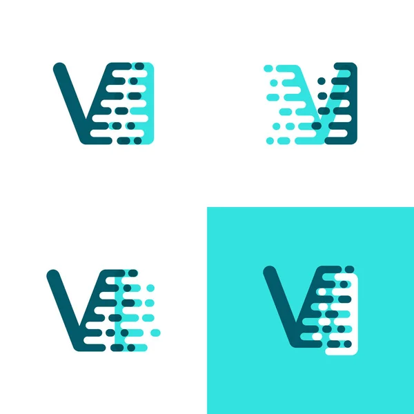 Logotipo Letras Con Acento Velocidad Verde Azul — Vector de stock