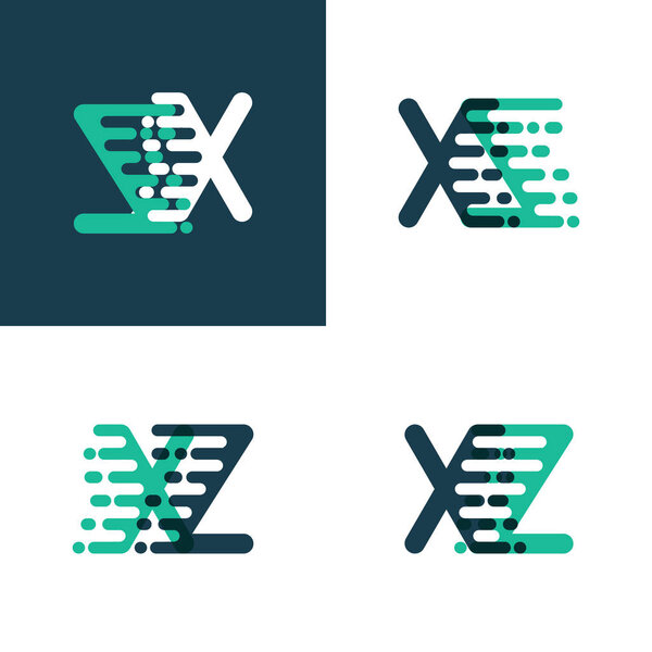 XZ letters logo with accent speed green and blue