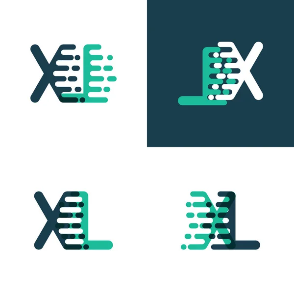 Logo Letras Con Acento Velocidad Verde Azul — Vector de stock