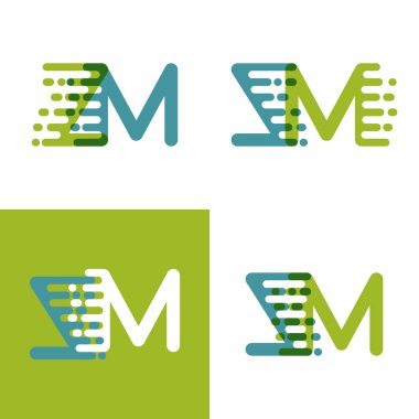 Zm harfleri logo vurgu hızı yeşil ve mavi