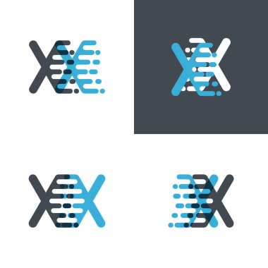 Aksan hızında Xx harfli logo Yumuşak mavi ve yumuşak gri