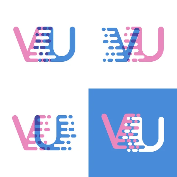 ヴ文字のロゴでアクセントスピードソフトピンクとソフトブルー — ストックベクタ
