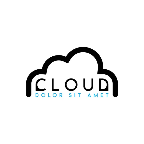 Logo Nuage Noir Avec Inscription Cloud Milieu — Image vectorielle
