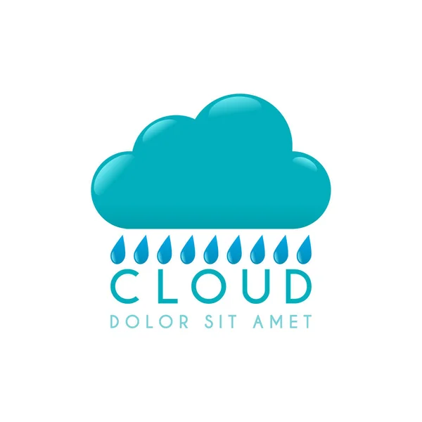 Logo Nuage Bleu Avec Les Mots Cloud Milieu Les Points — Image vectorielle