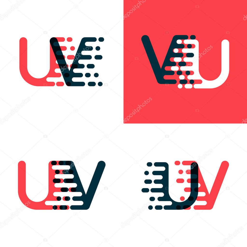 UV letters logo with accent speed dark red and dark blue
