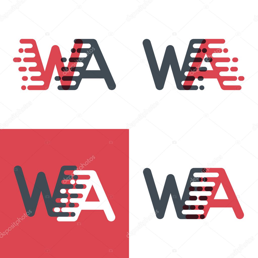 WA letters logo with accent speed pink and dark gray