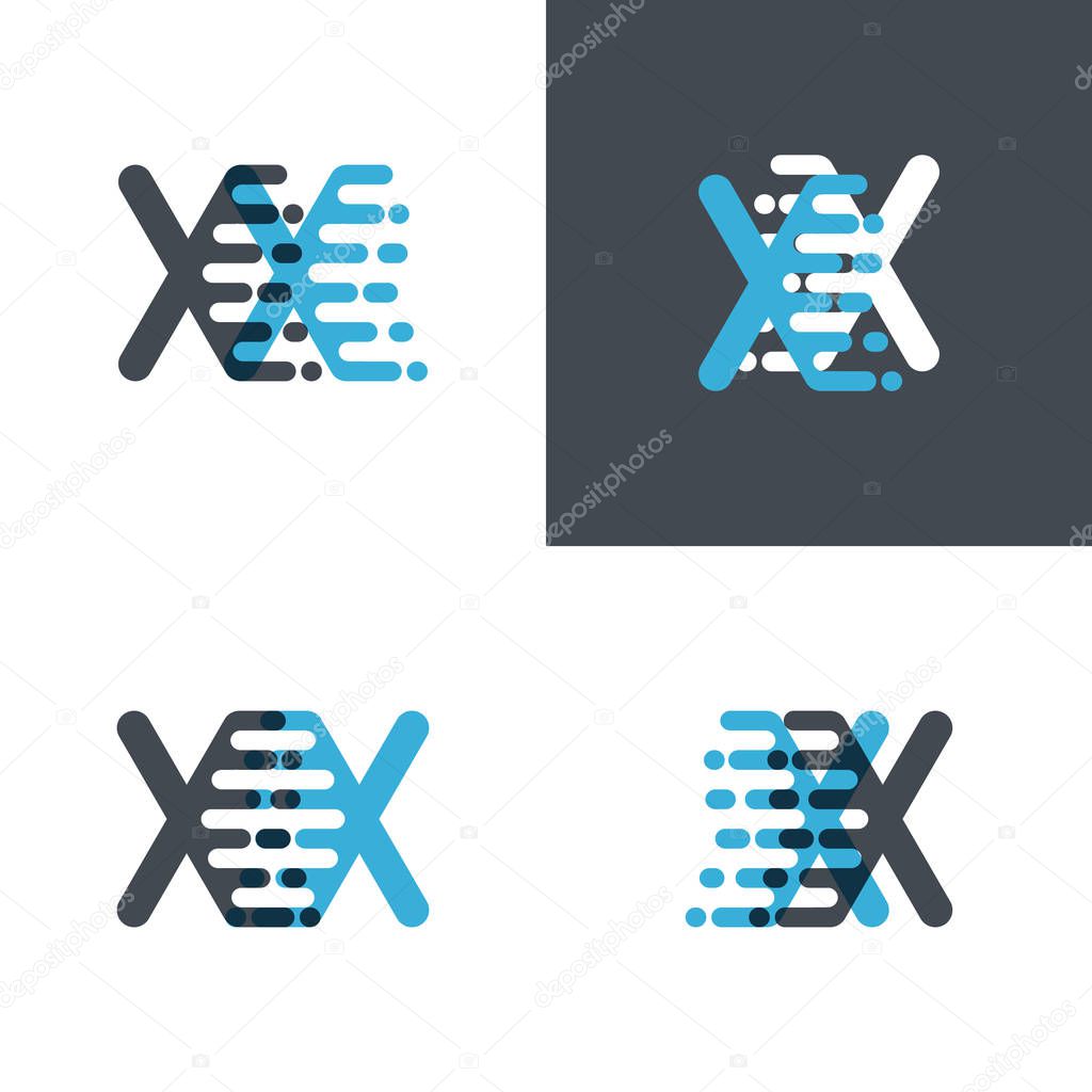 XX letters logo with accent speed soft blue and soft gray
