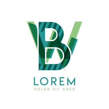 Wb lüks logo tasarımı yeşil ve koyu yeşil renkli yaratıcı iş ve reklamcılık için kullanılabilir. Bw logosu kabarcıklar ve noktalarla doludur, şirketin tüm alanları için kullanılabilir