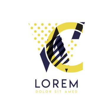 Wc basit logo tasarımı sarı ve mor renkli yaratıcı iş ve reklamlar için kullanılabilir. Cw logosu kabarcıklar ve noktalarla doludur, şirketin tüm alanları için kullanılabilir