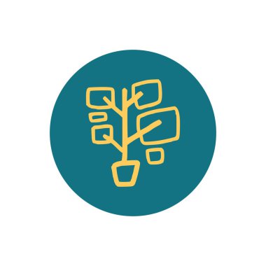 Sarı ve koyu mavi daireli iki yaprak logosu. Çevre, çevre dostu endüstriler ve küçük perakende şirketler için kullanılabilir