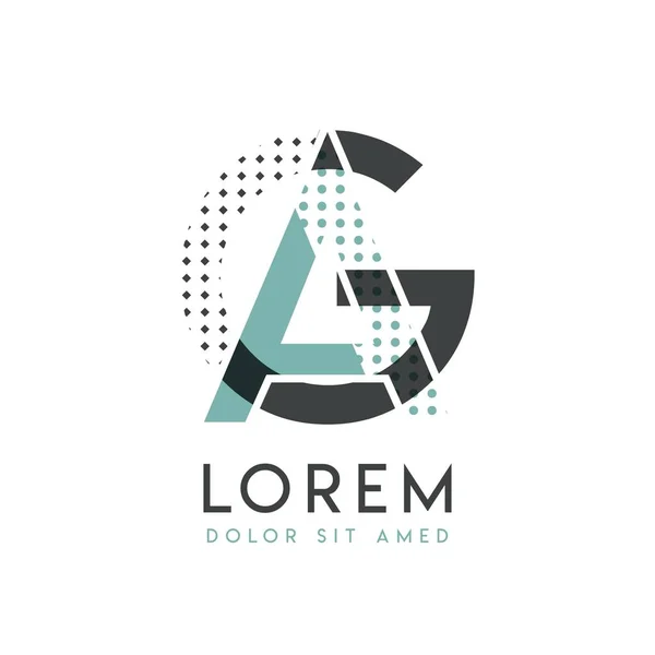 Ga modern logo tasarımı. Gri ve mavi renkli. Yaratıcı endüstri ve kağıt baskı için kullanılabilir. Tarım logosu baloncuk ve noktalarla doludur, arkaplana ve duvar kağıdına uygulanabilir