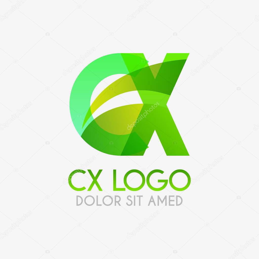 The CX logo with striking colors and gradations, modern and simple for industrial, retail, business, corporate. this XC logo made for online and offline media both web, mobile, logo, brochure, flaye