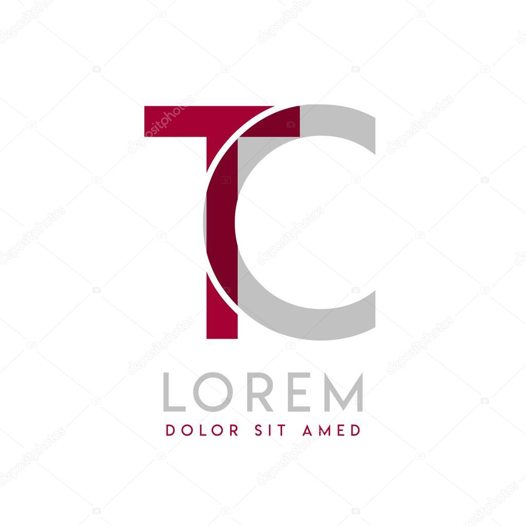 TC simple logo design with Gray and maroon color that can be used for creative business and advertising. CT logo is filled with bubbles and dots, can be used for all areas of the compan