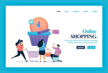 Son Teklif Satışının İniş Sayfası Tasarımı. Düzenlemek ve kişiselleştirmek kolay. Modern düz tasarım konsepti web sayfası, web sitesi, web sayfası, mobil uygulamalar, Ui. karakter karikatür düz stil, pazarlama, promosyon, reklam, belge, reklamlar