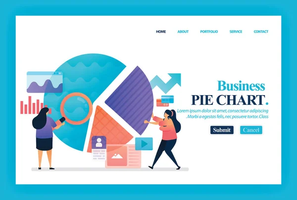 Landing Page Vektor Design Von Geschäftsdiagramm Und Diagramm Einfach Bearbeiten — Stockvektor