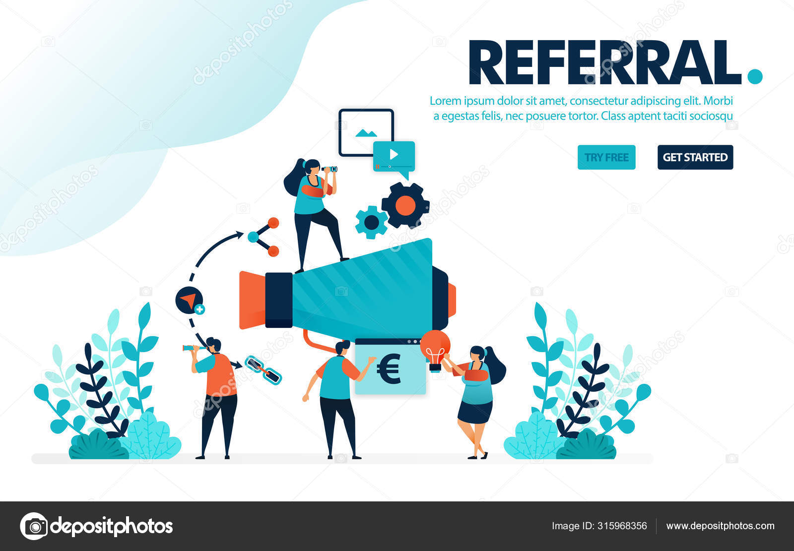 Vector Illustration Referral Program People Join Referral Programs  Marketing Promotion 스톡 벡터 - ©imamfathoni1234567890 315968356