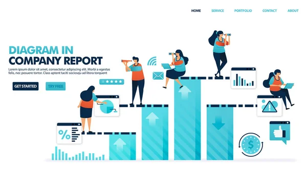 Gráfico Barras Para Resultado Demonstração Resultados Empresa Aumento Anual Corporativo —  Vetores de Stock