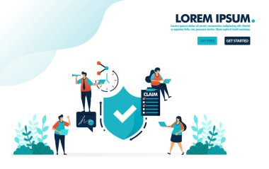 Güvenlik koruması ve güvenlik kalite garantisi için doğrulayın. Sigorta talebinde bulunmak için anket. İniş sayfası, web, afiş, mobil uygulamalar, el ilanları, poster, ui, pazarlama, tanıtım, reklam, belge, reklamlar için basit tik sembolü çizimi