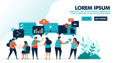 Sorulara cevap ver. Çözüm bulmak için beyin fırtınası yapın. Diyalog ve sohbet balonuyla sor ve cevapla. İniş sayfası, web, web sitesi, afiş, mobil, el ilanı, poster, pazarlama, tanıtım, reklam, belge, reklamlar için düz vektör ilülasyonu