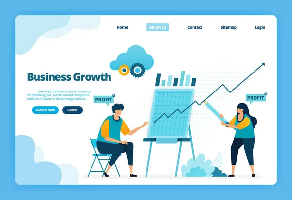 Landing Page Business Growth Planificación Una Estrategia Para Aumentar Las — Vector de stock