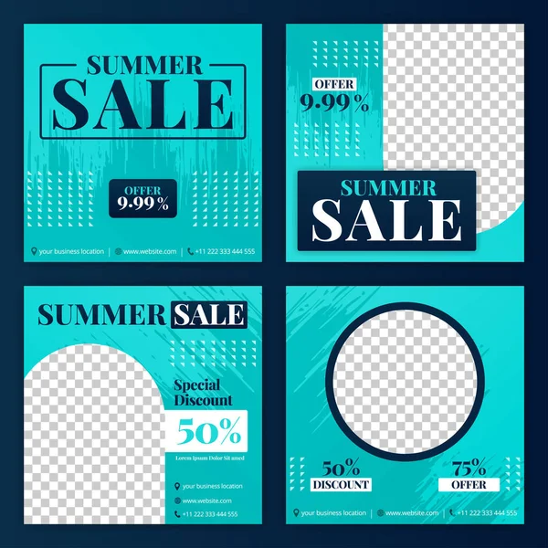 Inlägg Sociala Medier För Sommarförsäljning Juni Normal Försäljning Sommarsäsongen Annonser — Stock vektor