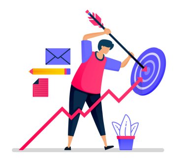 İnsanlar hedefi vurmaya çalışıyor. İş amaçlarının, liderliğin ve motivasyonun başarısı. Resimler web siteleri, web sayfaları, iniş sayfaları, mobil uygulamalar, afişler, afişler, posterler için kullanılabilir