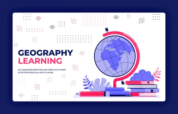 Landing Page Vector Illustration Geography Learning Cartografia Para Leitura Globo — Vetor de Stock