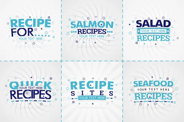 Livro Culinária Azul Para Revistas Alimentos Receitas Títulos Menu Restaurante — Vetor de Stock