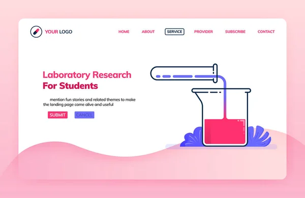 Vzor Pro Ilustraci Přistávací Stránky Výzkumné Laboratoře Pro Studenty Výzkum — Stockový vektor