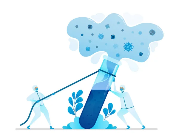 Ilustración Vectorial Investigación Para Encontrar Curas Virus Vacunas Laboratorio Química — Archivo Imágenes Vectoriales