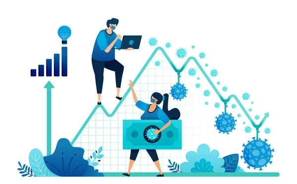 Vektorillustration Von Versagen Und Negativem Wirtschaftswachstum Aufgrund Von Covid Oder — Stockvektor