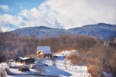 vahşi Transilvanya tepelerde bir kış günü. 