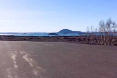 Panorama Manzara İzlanda'daki çeşitli ile. Kuzey toprak ve su birbirine buluştuğu İzlanda'bahar.