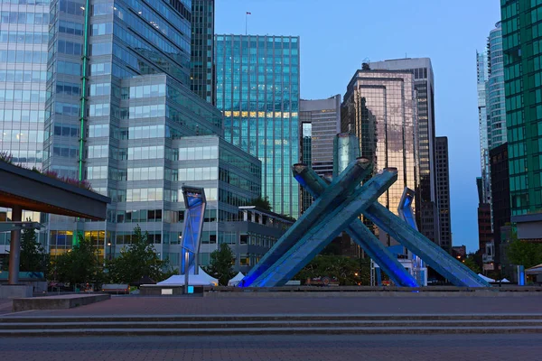 British Columbia Kanada Vancouver Şehir Manzarası Şafak Olarak Alacakaranlık Plaza — Stok fotoğraf