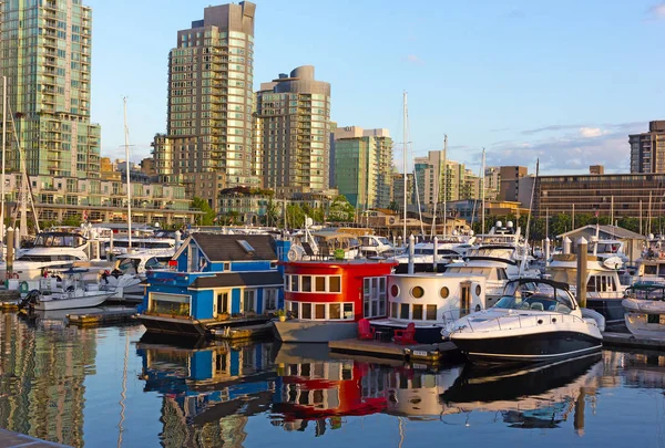 Vancouver Kanada Kömür Limanı Waterfront Güzel Tekne Yansıma Gündoğumu Ile — Stok fotoğraf