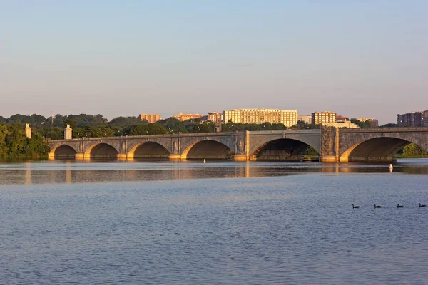 Arlington Memorial Bridge Banlieue Rosslyn Lever Soleil Washington États Unis — Photo