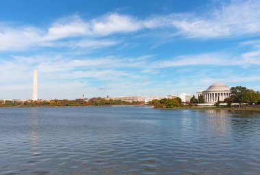 Sonbahar deprem havzasında çevresinde Washington Dc panorama. Memorial anıtlar kentin bize sermaye manzara.