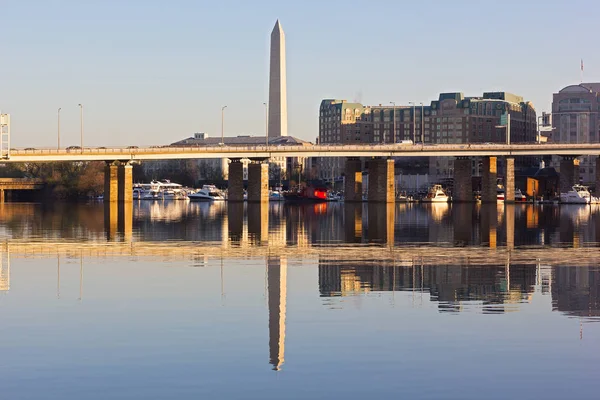 Washington Panorama Sunrise Seen East Potomac Park Usa Urban Reflection — Stock Photo, Image