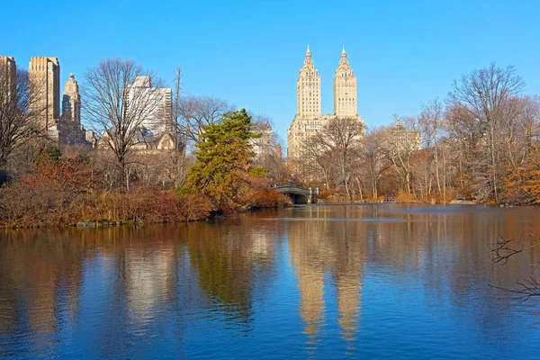 Manhã Inverno Ensolarada Central Park Nova York Eua Manhattan Arranha — Fotografia de Stock