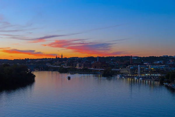 Belo Pôr Sol Sobre Orla Georgetown Washington Eua Panorama Capital — Fotografia de Stock