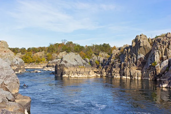 Szabadidős Sport Tevékenység Egy Festői Folyó Fordul Great Falls Park — Stock Fotó